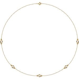 14K Yellow Gold 5-Stone 3.5Mm Si1-Si2, G-H Each Polished 3/4 Ctw Lab-Grown Diamond Necklace