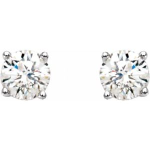 Platinum Round 3.9Mm Si2-Si3, G-H 1/2 Ctw Natural Diamond 4-Prong Stud Earrings With Backs