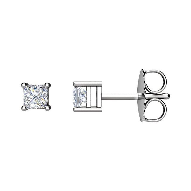 14K White Or Yellow Gold Square Pair 2 X 2Mm Si2-Si3, G-H Friction 4-Prong Polished 1/10 Ctw Natural Diamond Earrings