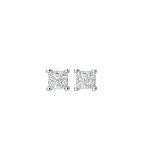 14K White Or Yellow Gold Square Pair 2 X 2Mm Si2-Si3, G-H Friction 4-Prong Polished 1/10 Ctw Natural Diamond Earrings