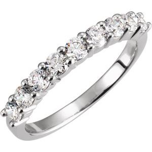 14K White Gold Round 2.8 Mm Polished 3/4 Ctw Natural Diamond Anniversary Band Size 7