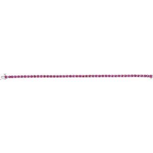 14K White Gold Round 3 Mm Lab-Grown Ruby Line Bracelet, Length: 7 In