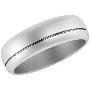 Platinum Grooved Band With Beadblast Finish Size 9