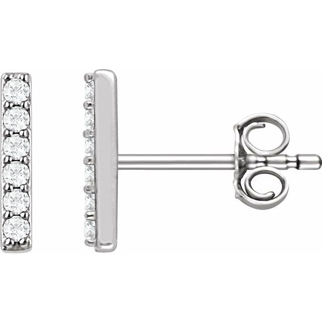 14K Yellow Or White Gold 1.2 Mm Round Friction Back Polished 1/10 Ctw Lab-Grown Diamond Bar Earrings