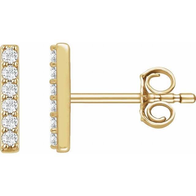 14K Yellow Or White Gold 1.2 Mm Round Friction Back Polished 1/10 Ctw Lab-Grown Diamond Bar Earrings