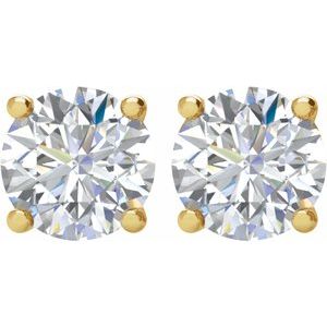 14K Yellow Gold Round 2.8Mm I2, I-J 1/5 Ctw Natural Diamond 4-Prong Stud Earrings With Backs