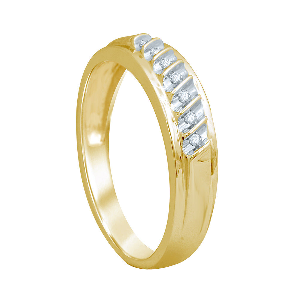 10K Yellow Gold 0.06-0.07 Cttw Round Diamonds Mens Ring