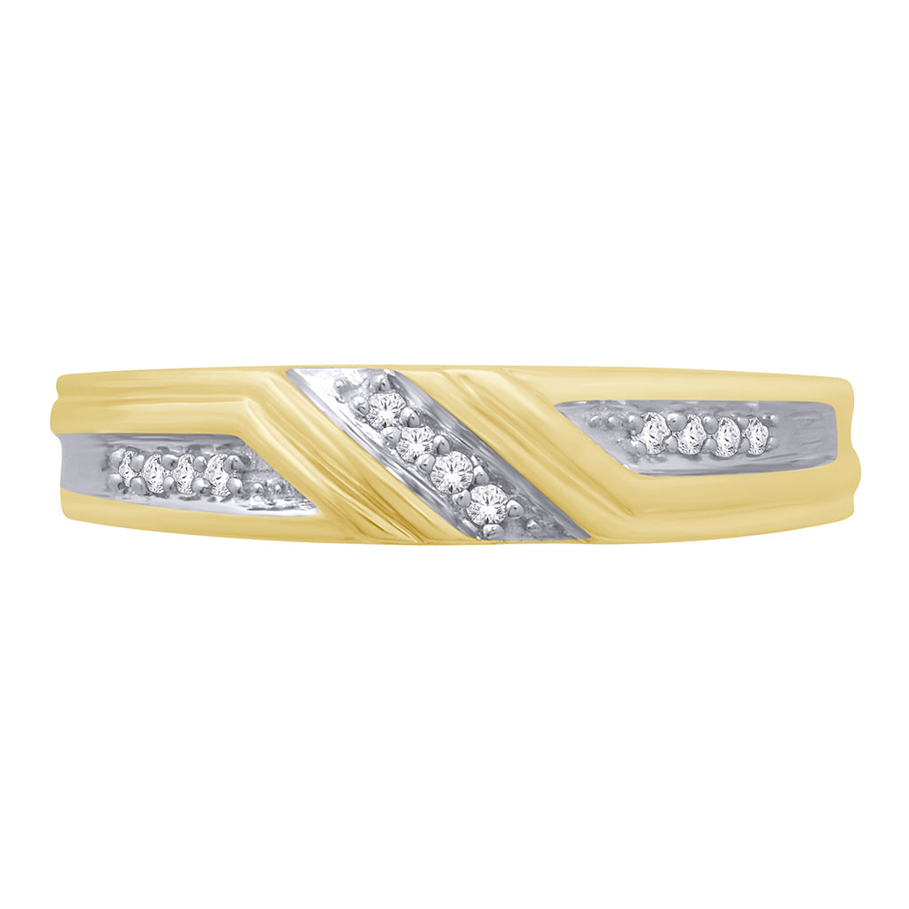10K Yellow Gold 0.08-0.09 Cttw Round Diamonds Mens Ring