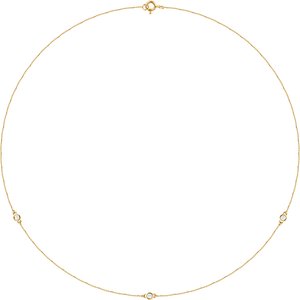 14K Yellow Gold 3-Stone 2.5Mm Si1-Si2, G-H Each Polished 1/5 Ctw Lab-Grown Diamond Necklace