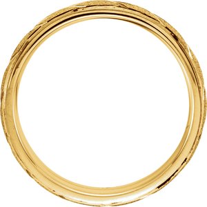 14K Yellow Gold 6 Mm Polished Design Band Size 8.5