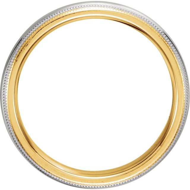 14K Yellow/White/Yellow Gold 4 Mm Polished Comfort-Fit Double Milgrain Band, Size 7