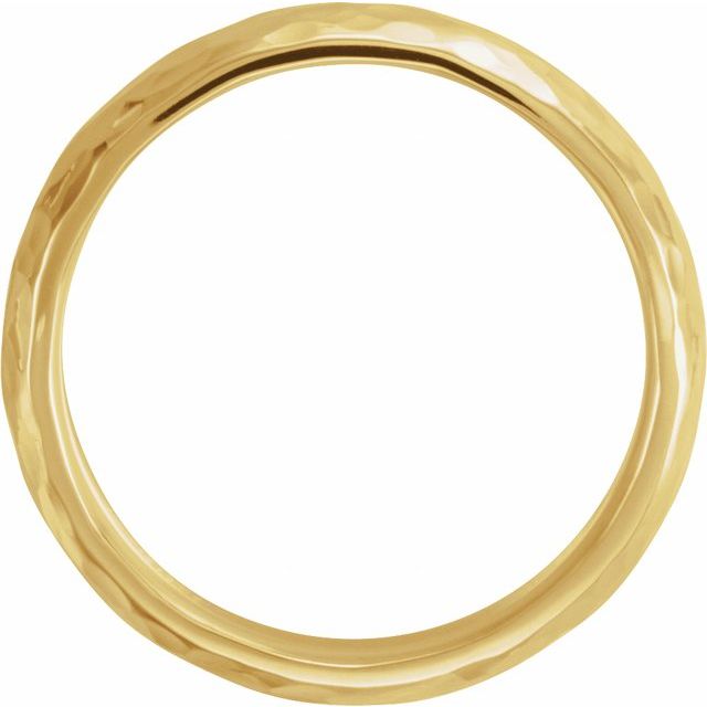 10K Yellow 6 Mm Polished Standard-Fit Half Round Band With Hammer Finish, Size 7