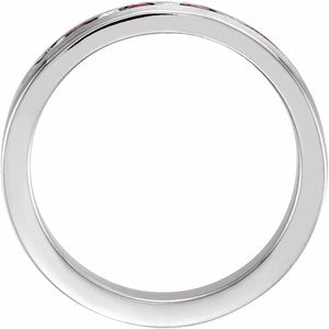 Platinum Round 1.8 Mm G-H Si2-Si3 Natural Ruby And 1/10 Ctw Natural Diamond Anniversary Band Size 7