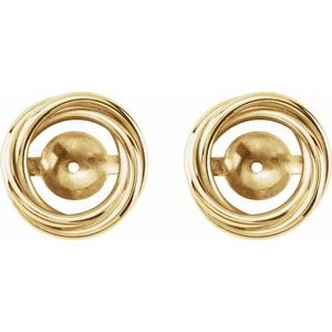 14K Yellow Gold 6.7 Mm Pair Polished Knot Earring Jackets