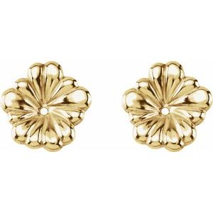 14K Yellow Gold Pair Polished Floral-Inspired Earring Jackets