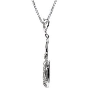 14K White Gold Round H+ I1 1/10 Ctw Natural Diamond 18" Necklace, Length: 18 In