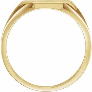 10K Yellow Gold 12 X 10 Mm Brush Polished Signet Ring Size 6