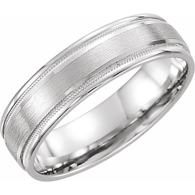 Sterling Silver 8 Mm Polished Milgrain Comfort-Fit Flat Band, Size 10