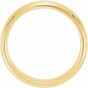 10K Yellow Gold 5 mm Half Round Band with Hammered Texture & Milgrain Size 8
