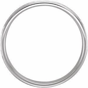 14K White Gold 5 mm Flat Comfort-Fit Band with Milgrain & Hammer Finish Size 12