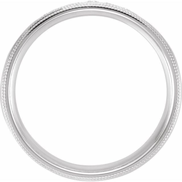 14K White Gold Round 2.2 Mm X 6 Mm Si2-Si3, G-H Polished 1/4 Ctw Natural Diamond Half Round Comfort-Fit Double Milgrain Band, Size 7