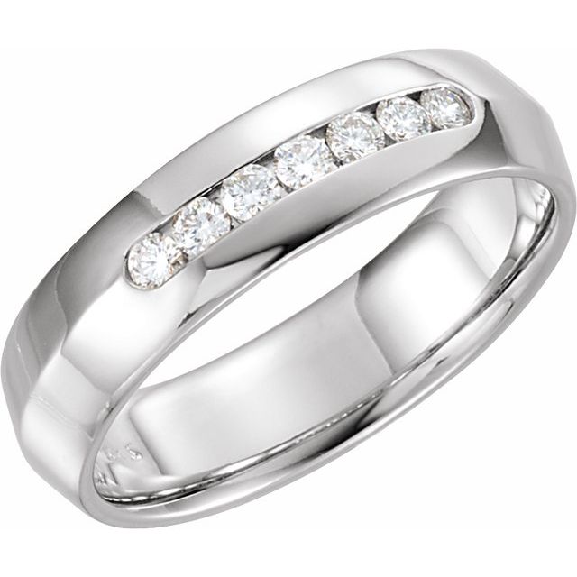 14K White Gold Round 2.2 Mm X 6 Mm Si2-Si3, G-H Polished 1/4 Ctw Natural Diamond Knife-Edge Comfort-Fit Band
