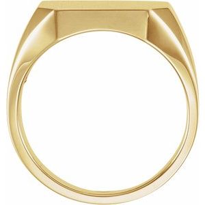 10K Yellow Gold 18 X 16 Mm Brush Polished Signet Ring Size 10