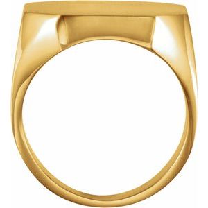 10K Yellow Gold 22 X 20 Mm Brush Polished Signet Ring Size 10