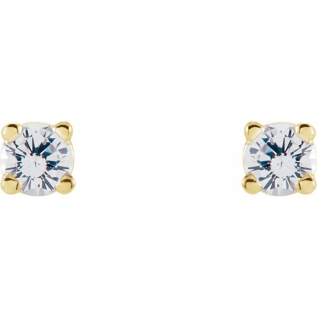 14K Yellow Or White Gold Round I2, G-H Friction 4-Prong Natural Diamond Stud Earrings