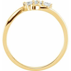 14K Yellow Gold Round 2.8 Mm Polished 1/4 Ctw Lab-Grown Diamond 3 Stone Ring Size 7