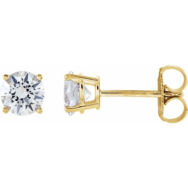 14K Yellow Or White Gold Round I2, G-H Friction 4-Prong Natural Diamond Stud Earrings