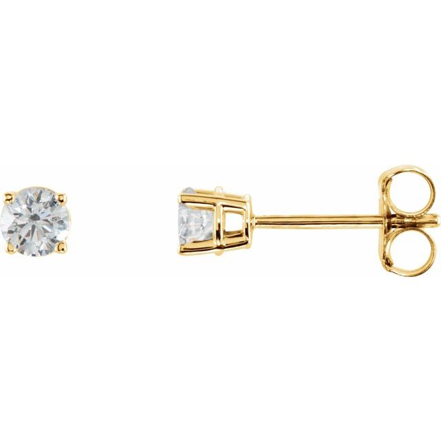 14K Yellow Or White Gold Round I2, G-H Friction 4-Prong Natural Diamond Stud Earrings
