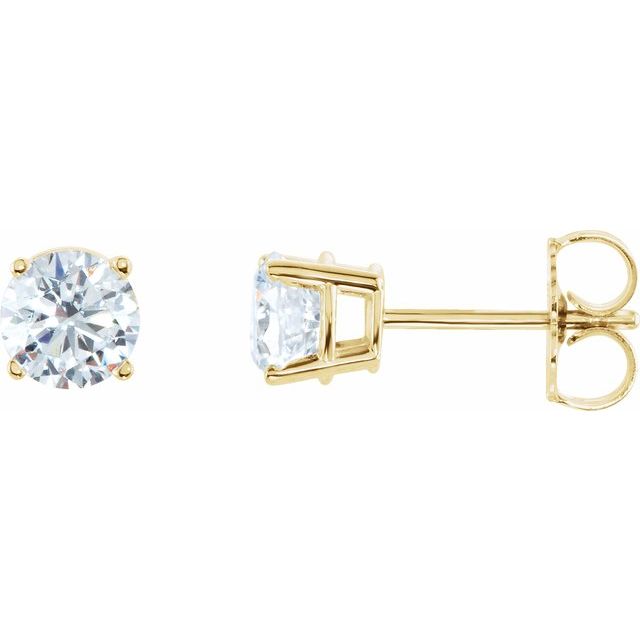 14K Yellow Gold Round 6.3Mm I3, G-H Friction 4-Prong 2 Ctw Natural Diamond Stud Earrings