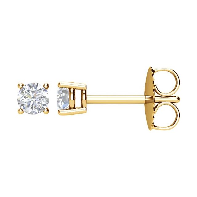14K Yellow Or White Gold Round I2, G-H Friction 4-Prong Natural Diamond Stud Earrings