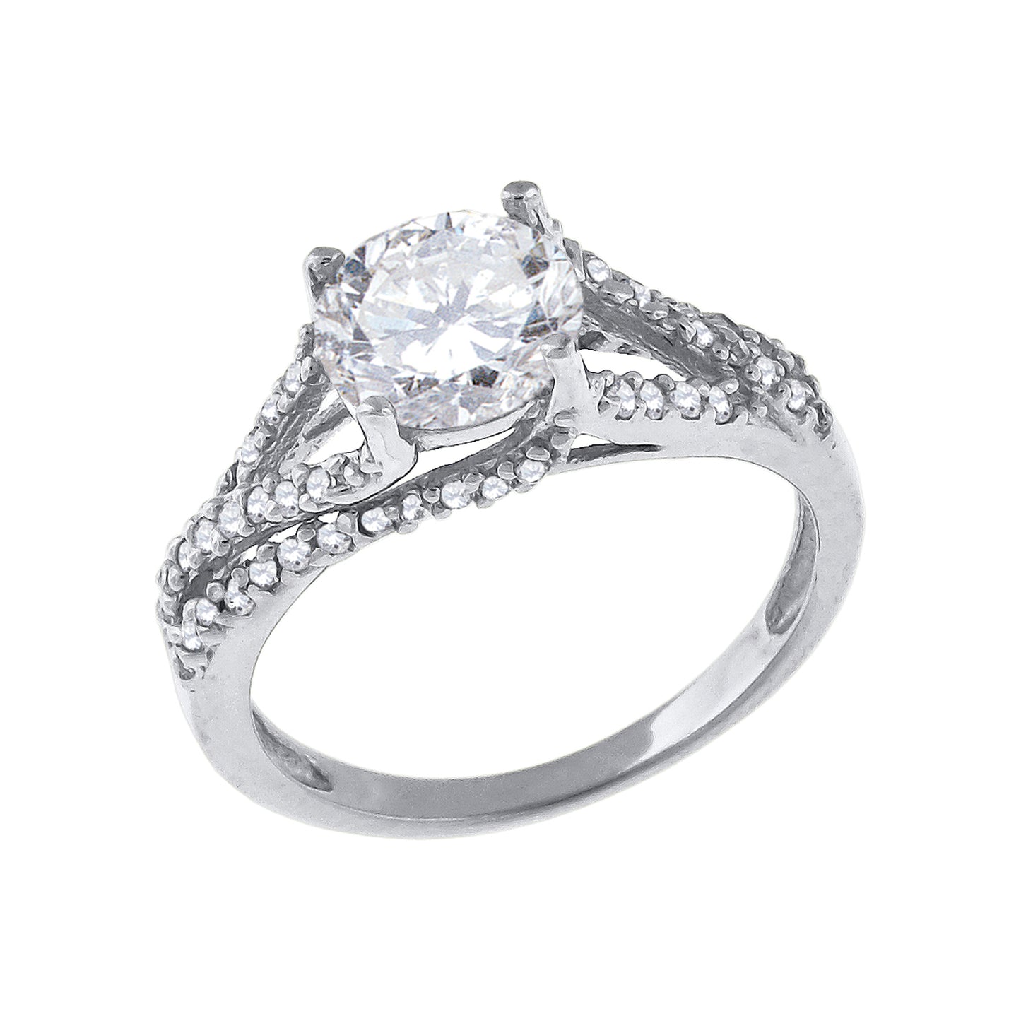 Sterling Silver Womens Cubic Zirconia Sizes 6 To 9 Round Center Stone Bridal Anniversary Engagement WeddingBand Ring