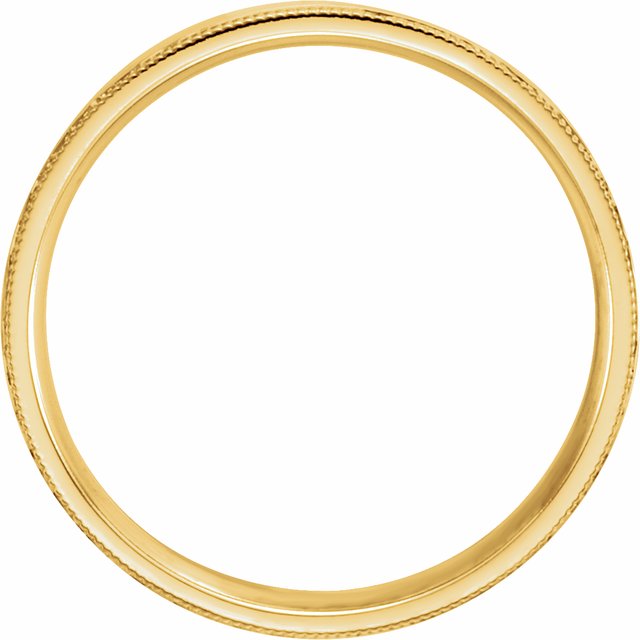 14K Yellow Gold 5 Mm Polished Milgrain Comfort-Fit Flat Band With Hammer Finish, Size 12