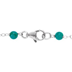 Sterling Silver Pearl 10.0-11.0 Mm Cultured White Freshwater Pearl And Natural Turquoise Bracelet, Length: 7.5 In