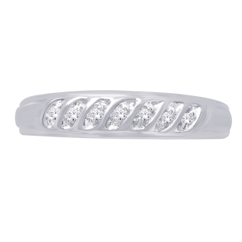 10K White Gold 0.07-0.09 Cttw Diamond Mens Band