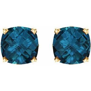 14K Yellow Gold Cushion 6 X 6 Mm Scroll Earrings