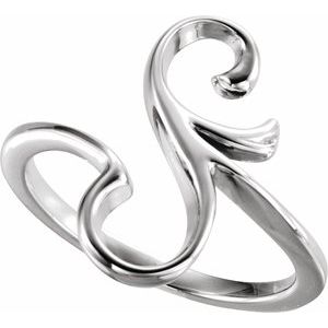 14K White Gold Polished Freeform Ring Size 7