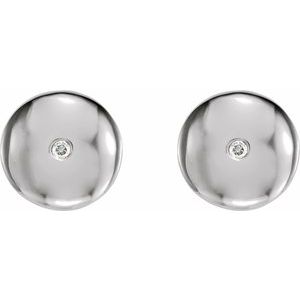 Platinum Round 1.5Mm I1, G-H .03 Ctw Natural Diamond Domed Earrings With Friction Backs
