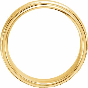14K Yellow Gold 6 Mm Polished Design-Engraved Comfort-Fit Band Size 8
