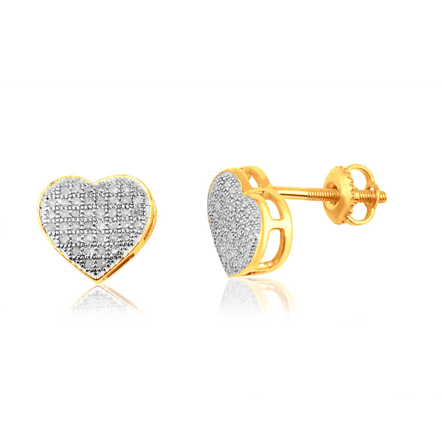 10K Yellow Gold 0.25 Cttw Diamond "Heart" Earring