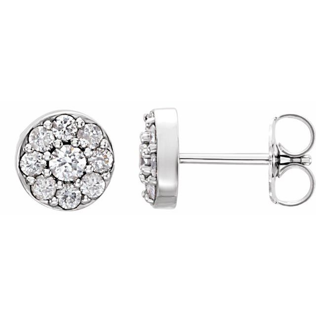 14K White Gold 2.7 Mm Round Friction Back Polished 3/8 Ctw Lab-Grown Diamond Earrings With Backs