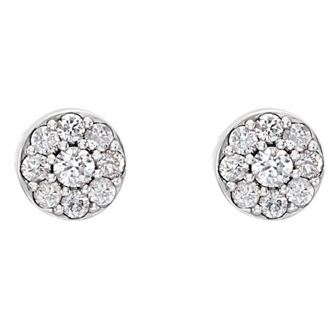 14K White Gold 2.7 Mm Round Friction Back Polished 3/8 Ctw Lab-Grown Diamond Earrings With Backs
