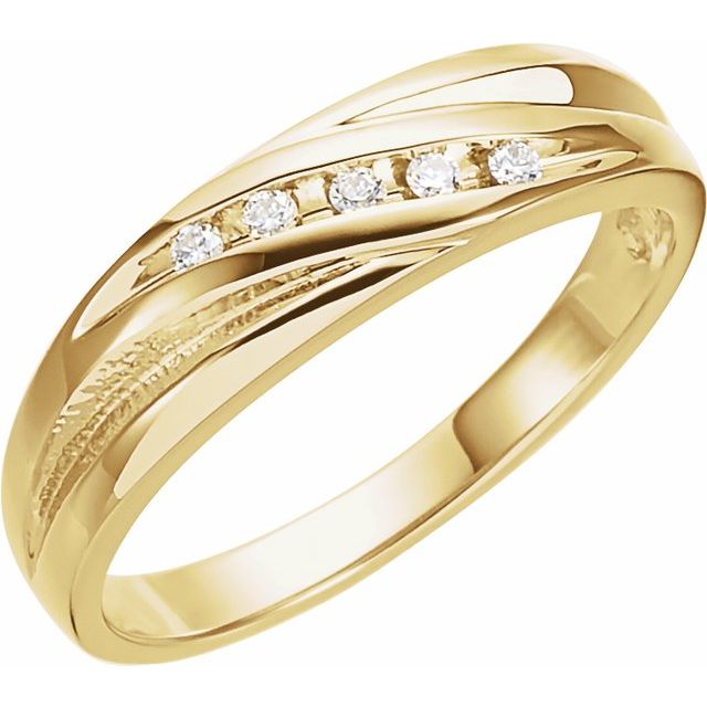 14K Yellow Gold Round 4 Mm Si2-Si3, G-H Polished Natural Diamond Channel-Set Band, Size 6