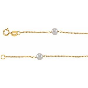 14K Yellow Gold Without Box Polished Youth Bracelet W/Cultured Pearl