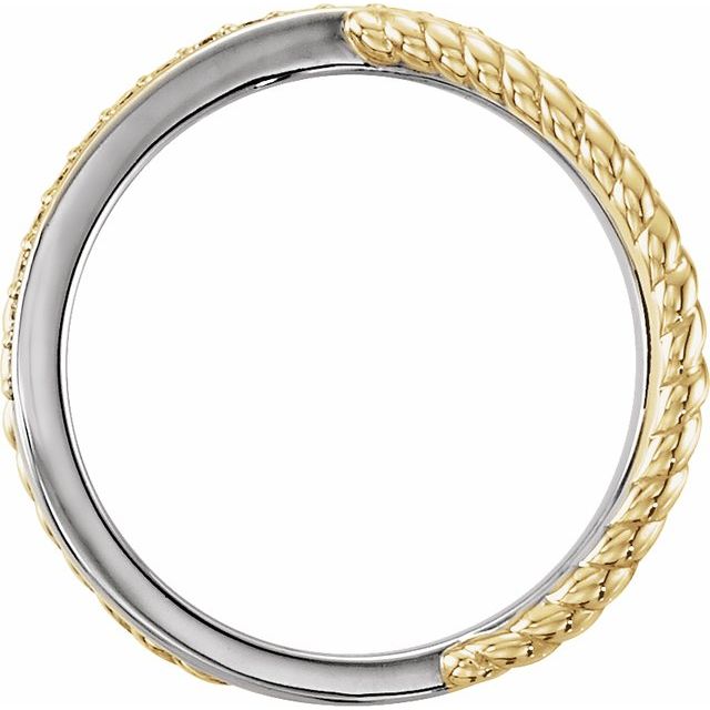 14K White/Yellow Gold Round 1.3 Mm Polished 1/5 Ctw Natural Diamond Cross Over Ring, Size 7