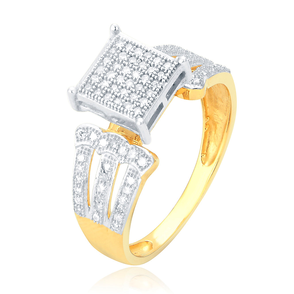 10K Yellow Gold 0.25 Cttw Diamond Ladies Micropave Rings