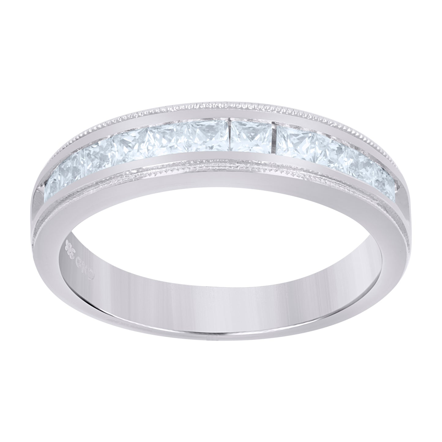 Sterling Silver Womens Cubic Zirconia Sizes 7 To 11 Princess-Cut Center Stones Bridal Wedding Anniversary Engagement Ring Band